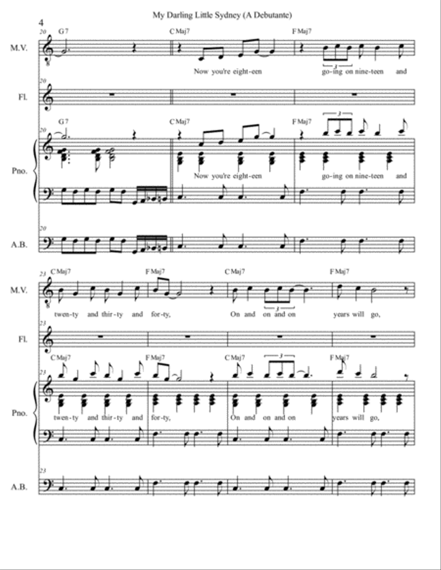 My Dear Little Sydney (A Debutante) Piano, Vocal, Guitar scores gallery preview page 4
