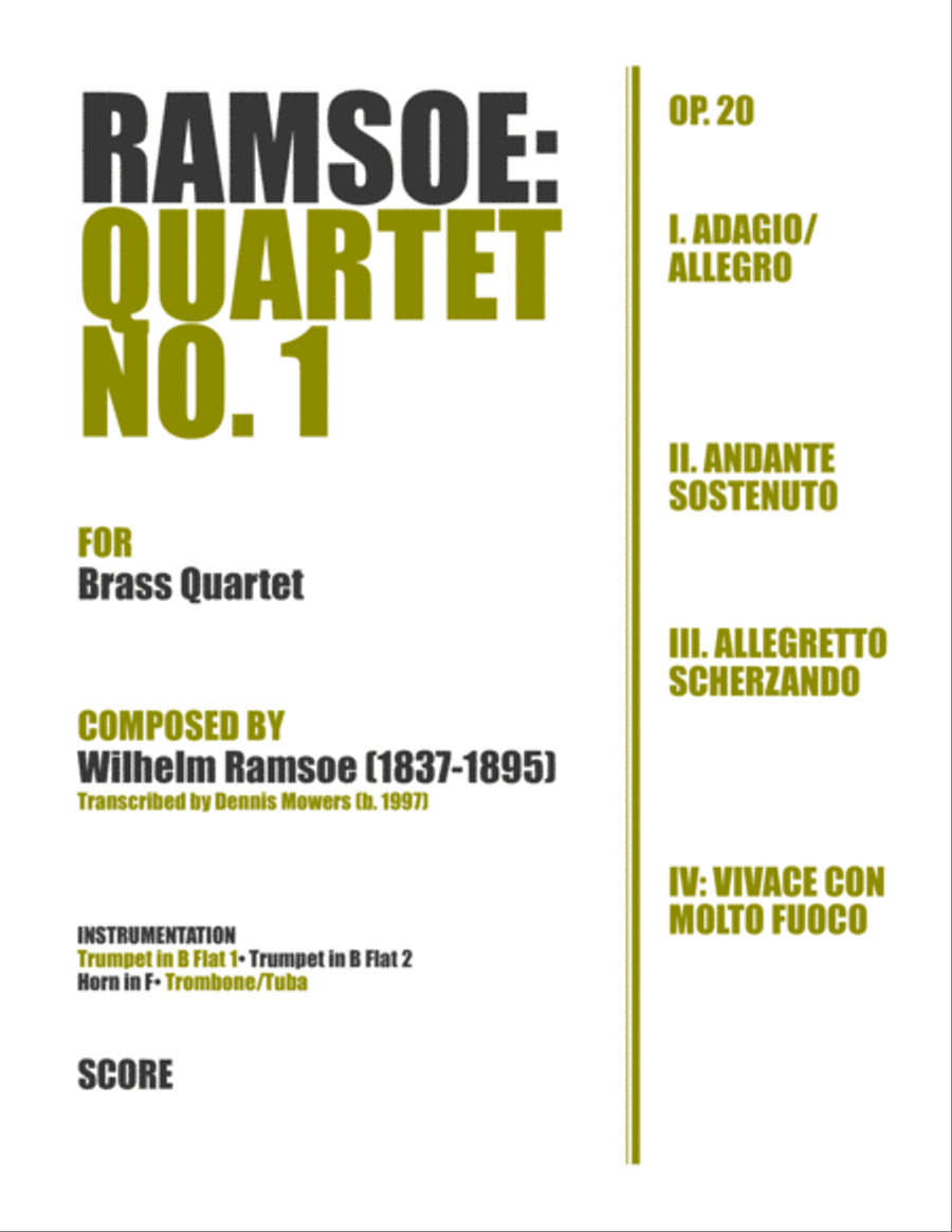 Quartet No. 1 for Brass - Wilhelm Ramsoe, Op. 20 Brass Ensemble scores gallery preview page 1