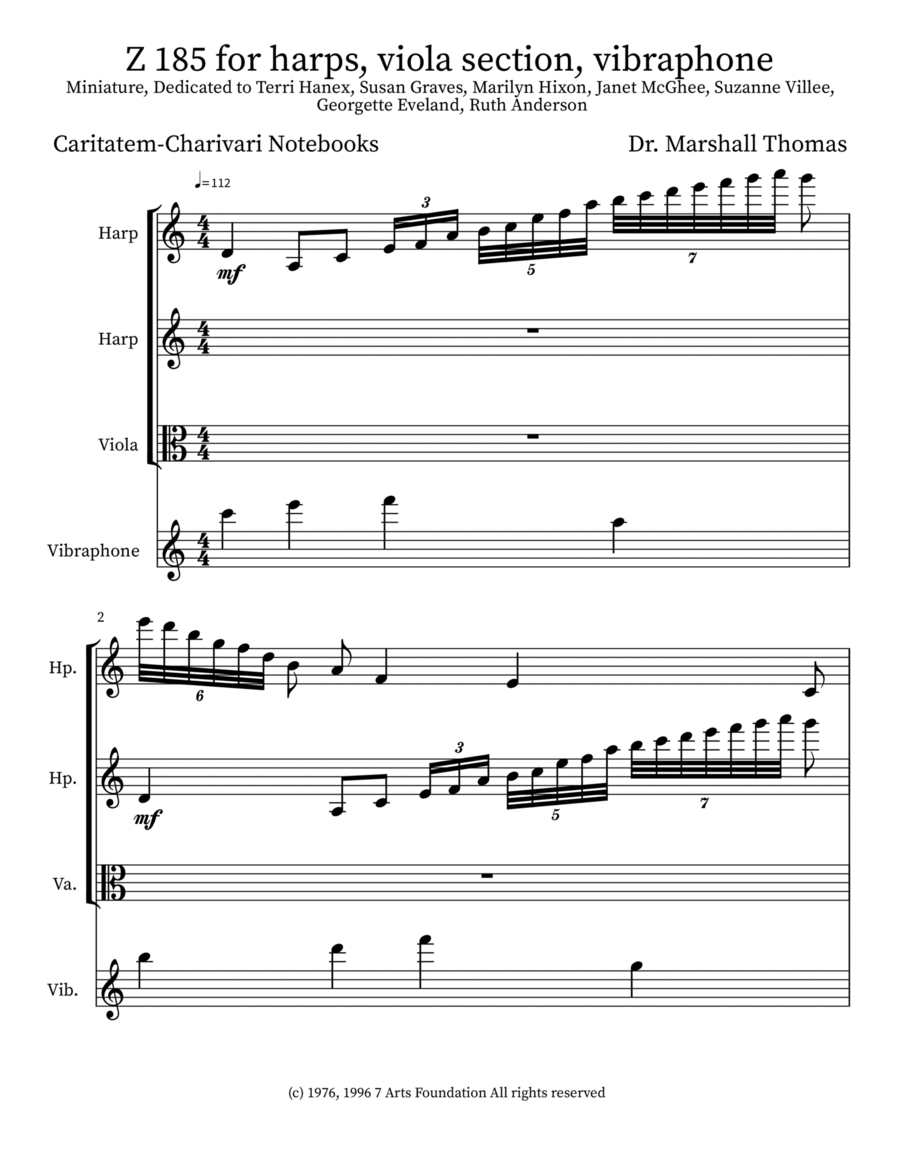 Z 185 for harps, viola section, vibraphone Viola scores gallery preview page 1