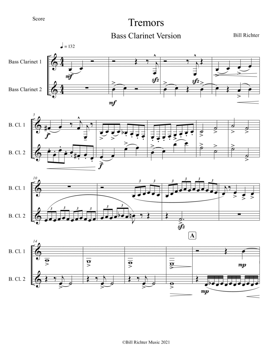 Tremors Clarinet Duet scores gallery preview page 1