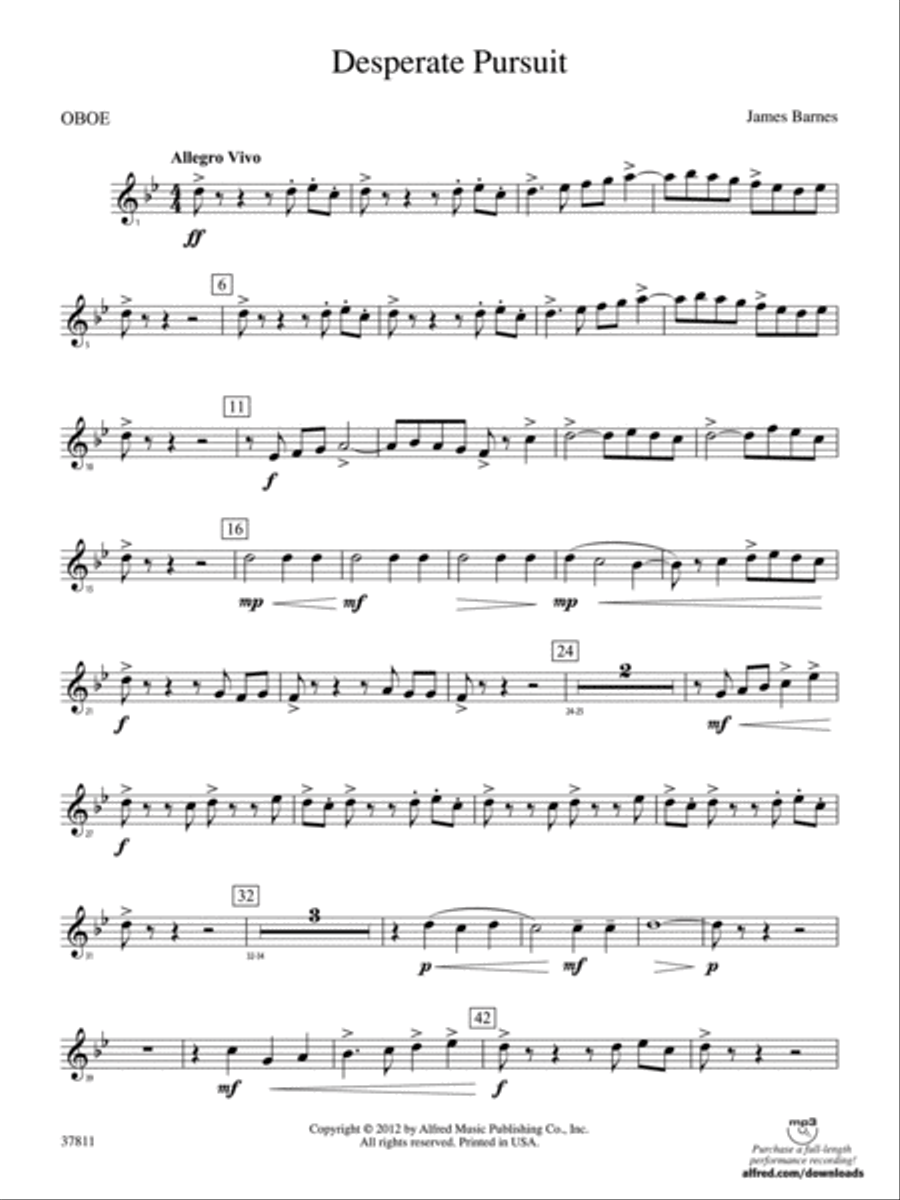 Desperate Pursuit: Oboe Desperate Pursuit: Oboe Concert Band scores gallery preview page 1