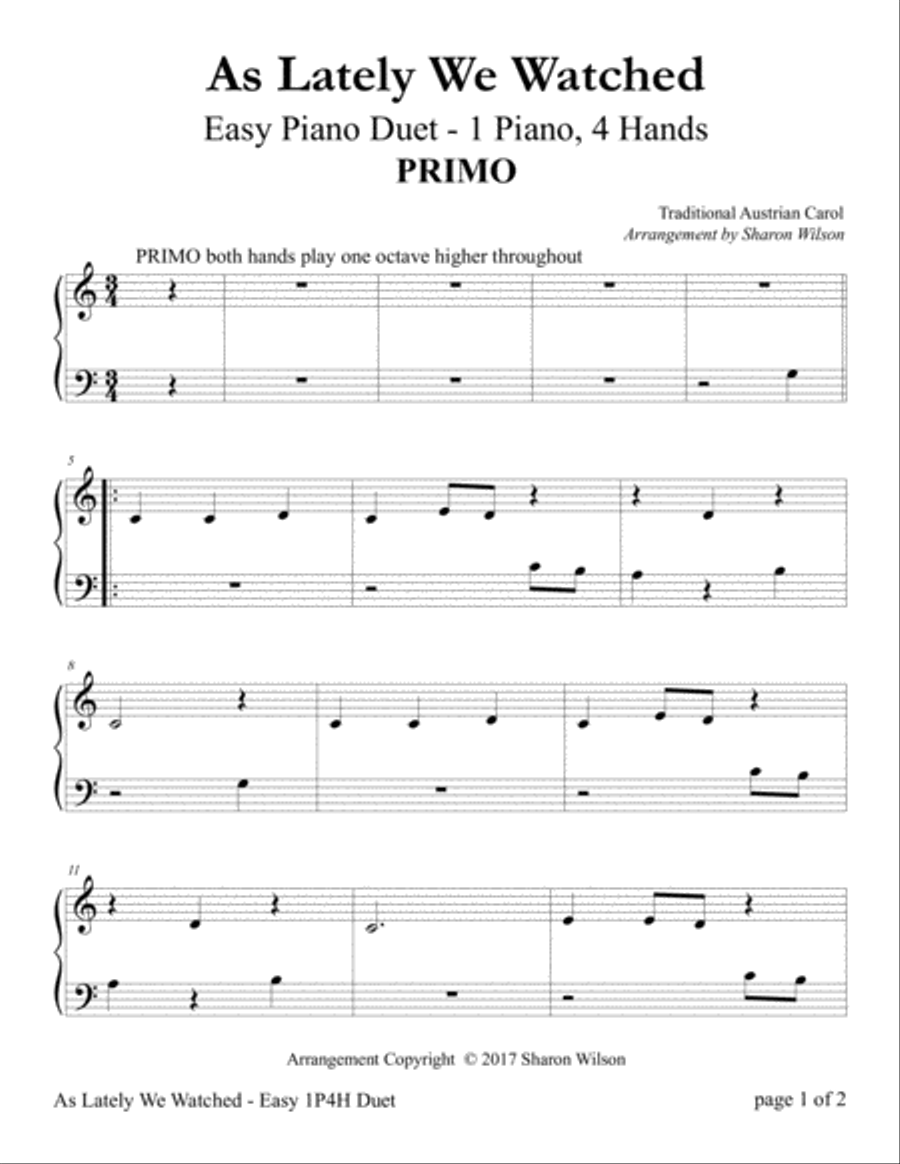 As Lately We Watched (Easy Piano Duet; 1 Piano, 4 Hands) Easy Piano scores gallery preview page 2