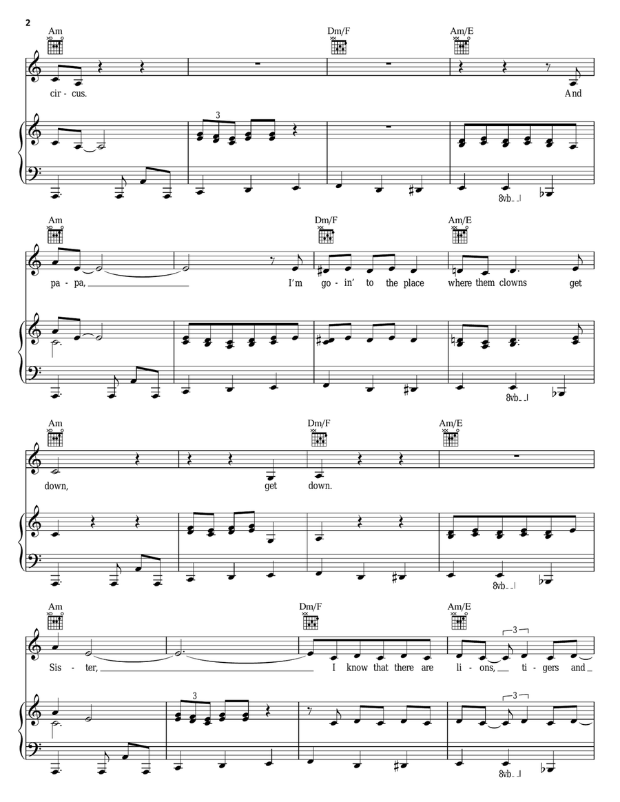 Greatest Show On Earth Piano, Vocal, Guitar scores gallery preview page 2