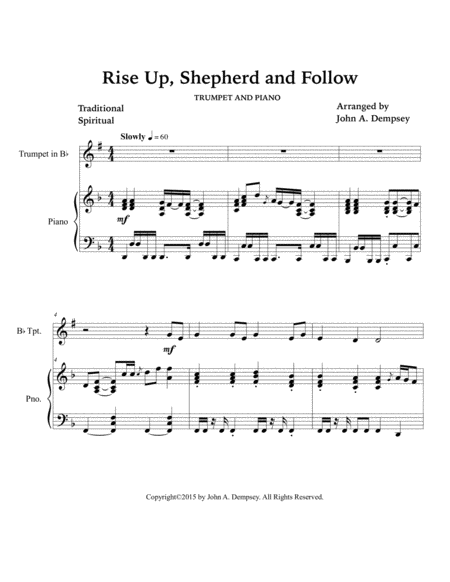 Rise Up Shepherd and Follow (Trumpet and Piano) image number null