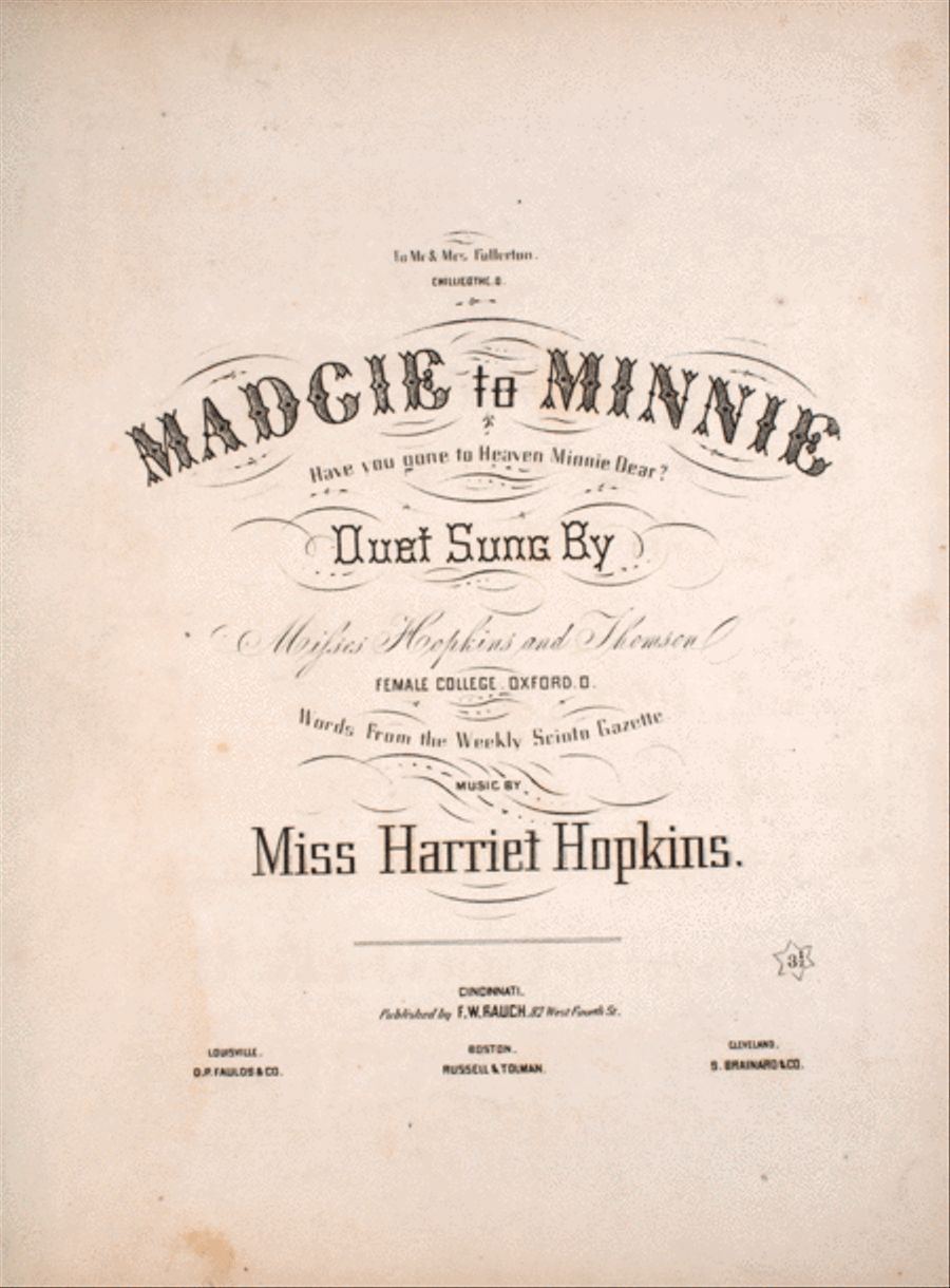 Madgie to Minnie. Have You Gone to Heaven, Minnie Dear? Duet Voice scores gallery preview page 1