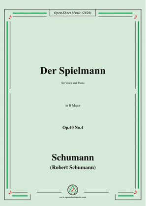 Book cover for Schumann-Der Spielmann Op.40 No.4,in B Major,for Voice and Piano