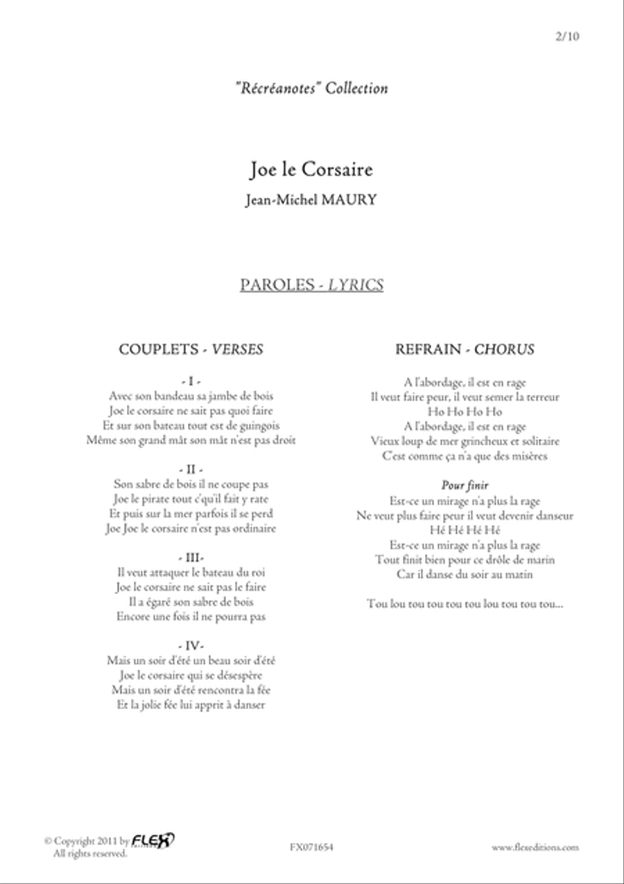 Joe le Corsaire Children's Choir scores gallery preview page 2