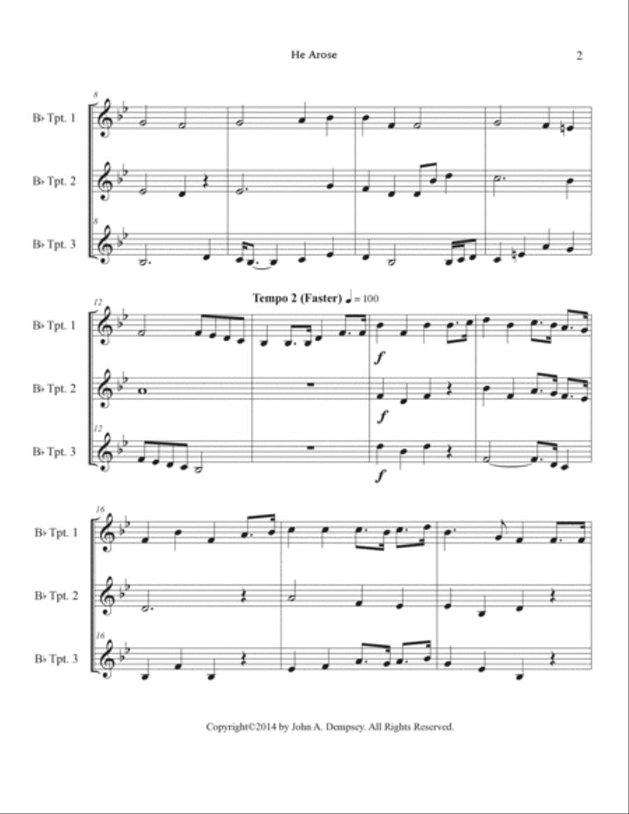 He Arose (Trumpet Trio) Trumpet Trio scores gallery preview page 6