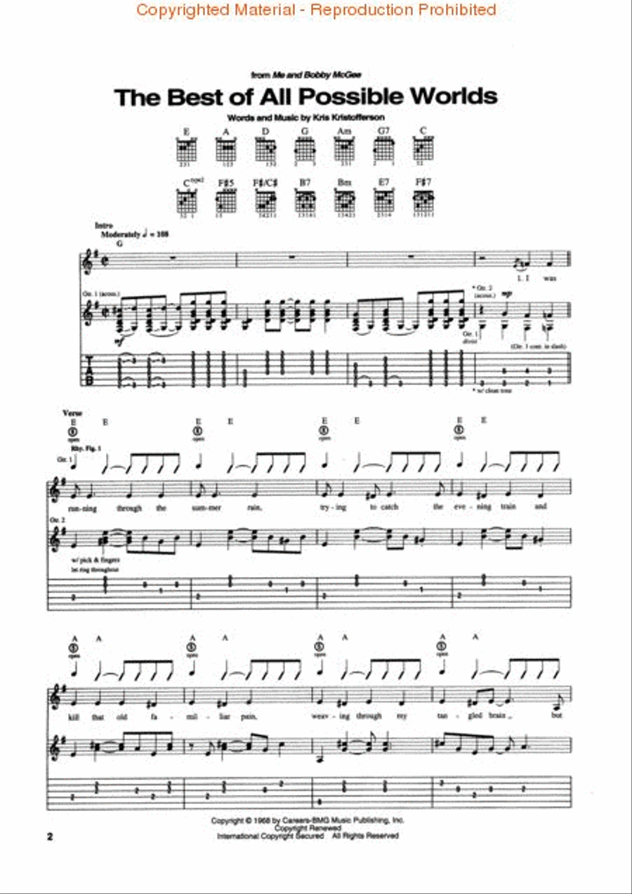 Kris Kristofferson Guitar Collection Electric Guitar scores gallery preview page 2