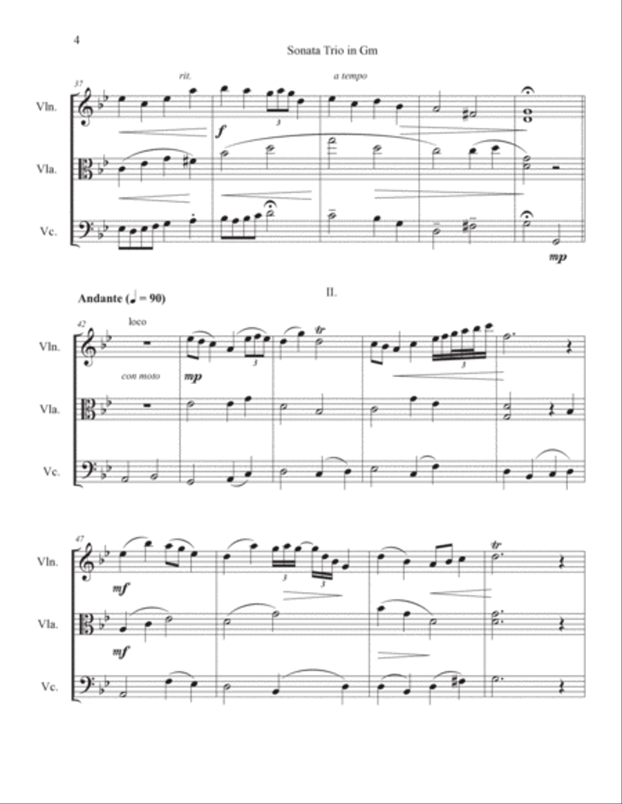 Sonata Trio in Gm (adapted from Quartet in Gm) String Trio scores gallery preview page 6