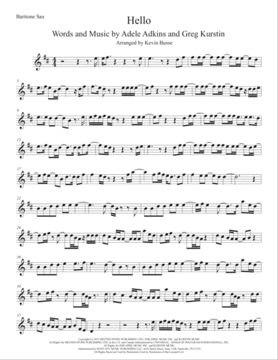 Hello Hello Baritone Saxophone scores gallery preview page 1