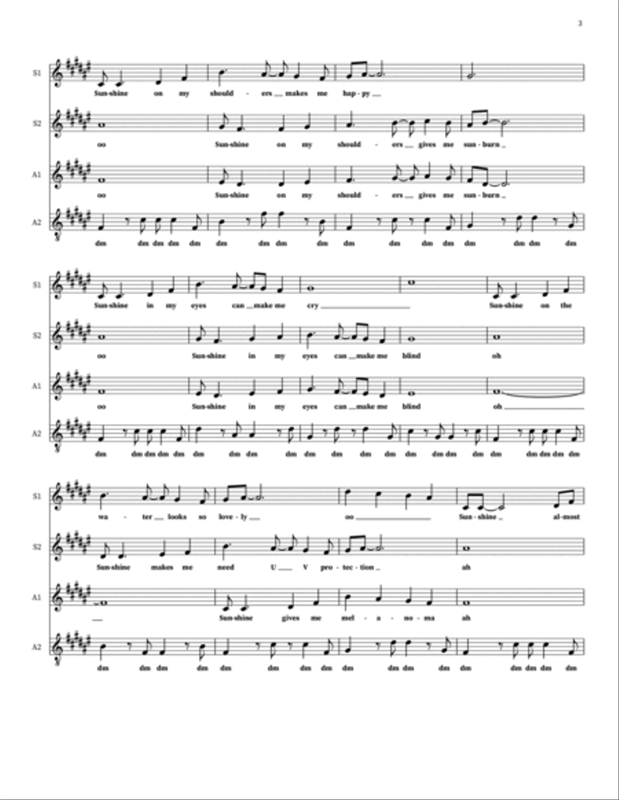Sunshine On My Shoulders Sunshine On My Shoulders 4-Part scores gallery preview page 3