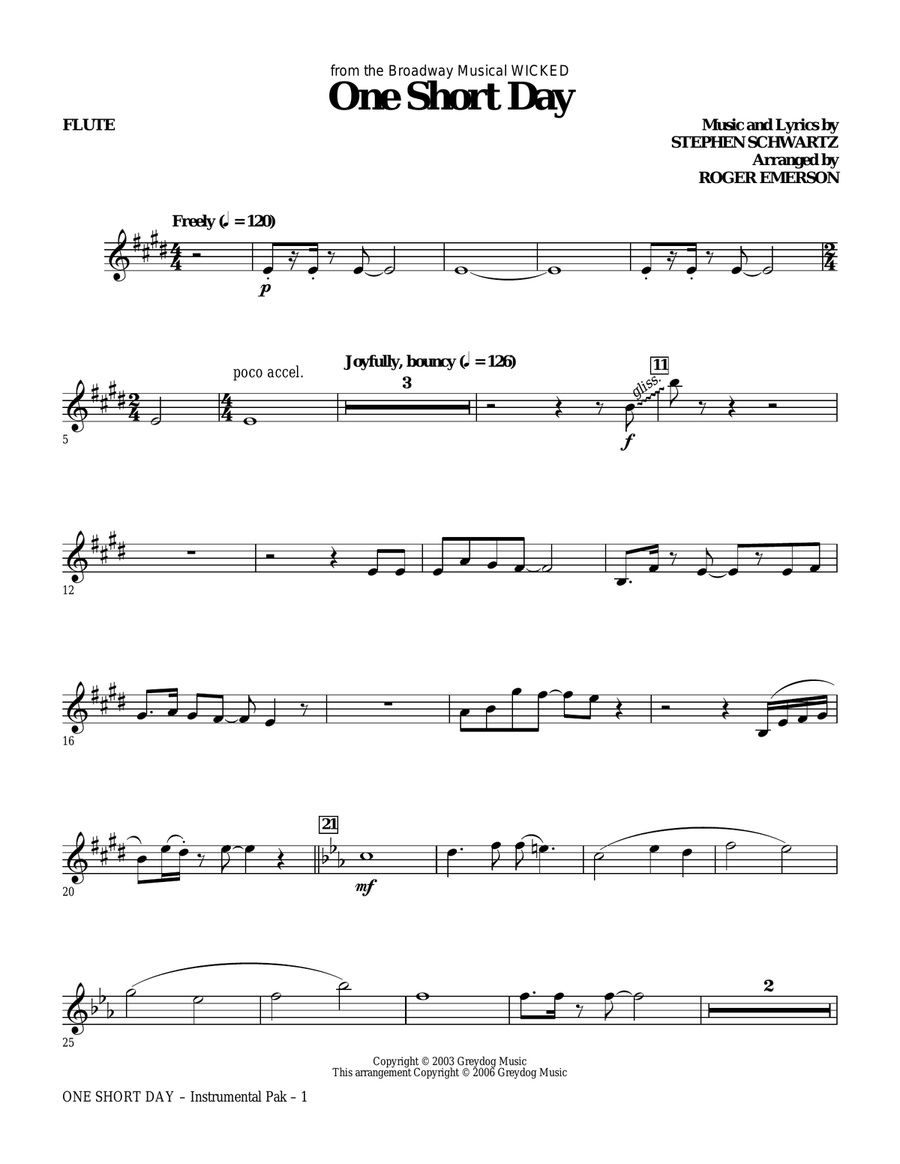 One Short Day - Flute Choir scores gallery preview page 1