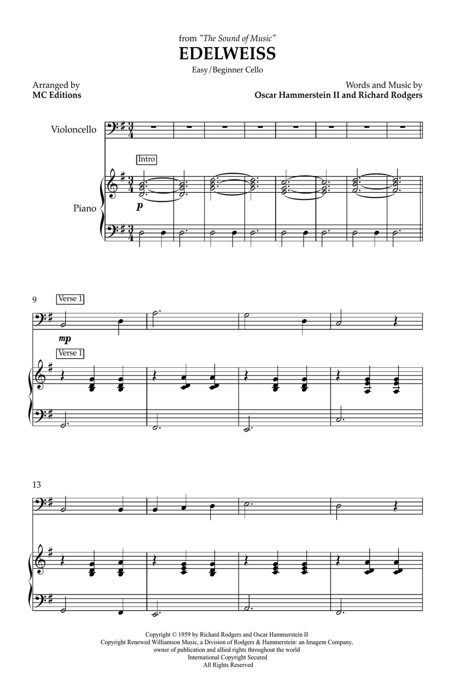 Edelweiss Edelweiss Piano scores gallery preview page 1