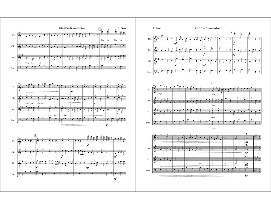 It Isn't Easy Being a Cuckoo for Woodwind Quartet Woodwind Quartet scores gallery preview page 2