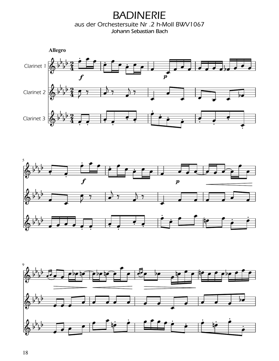 Badinerie - J.S Bach - BWV 1067 - Clarinet Trio