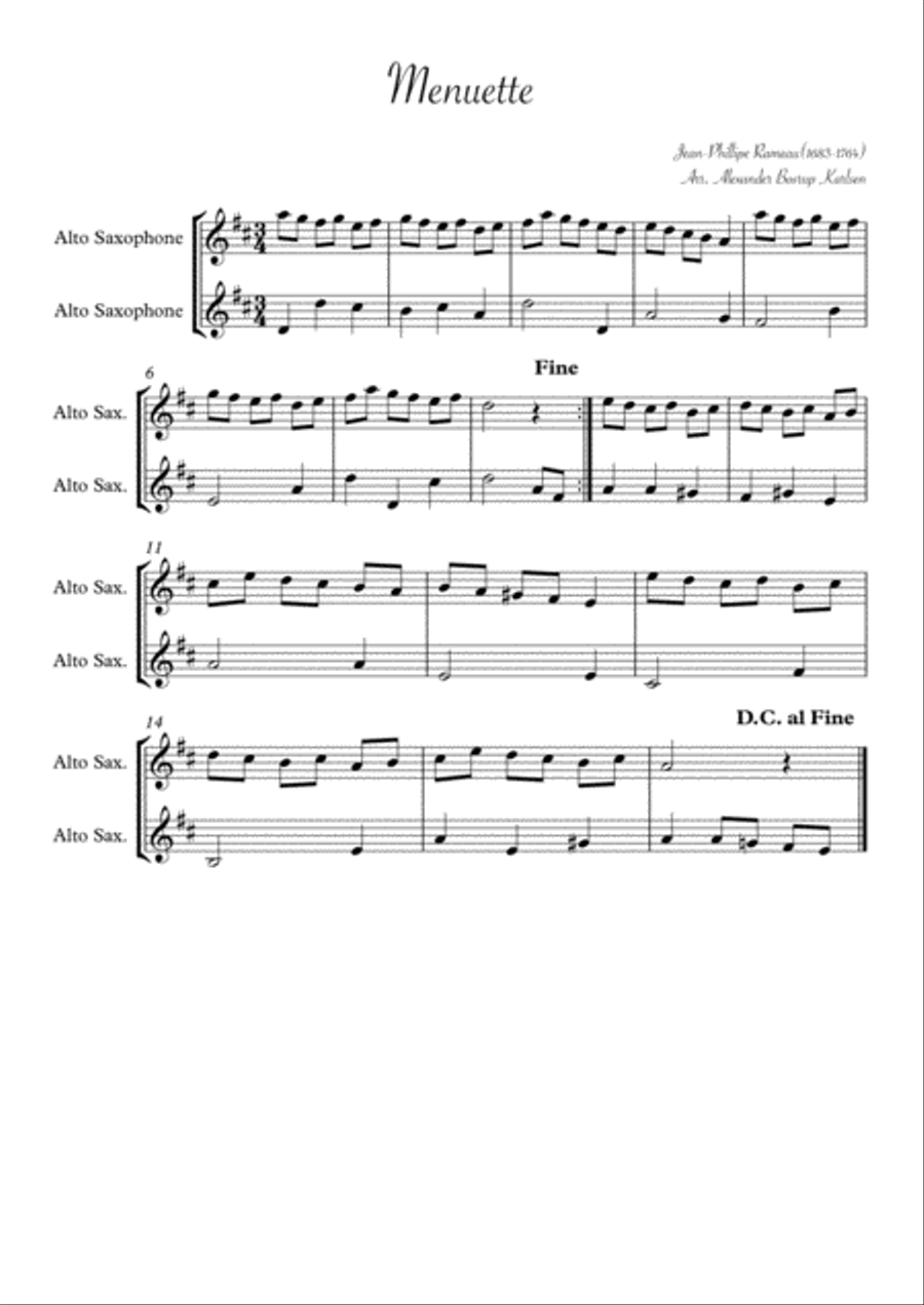 Menuette Woodwind Duet scores gallery preview page 1