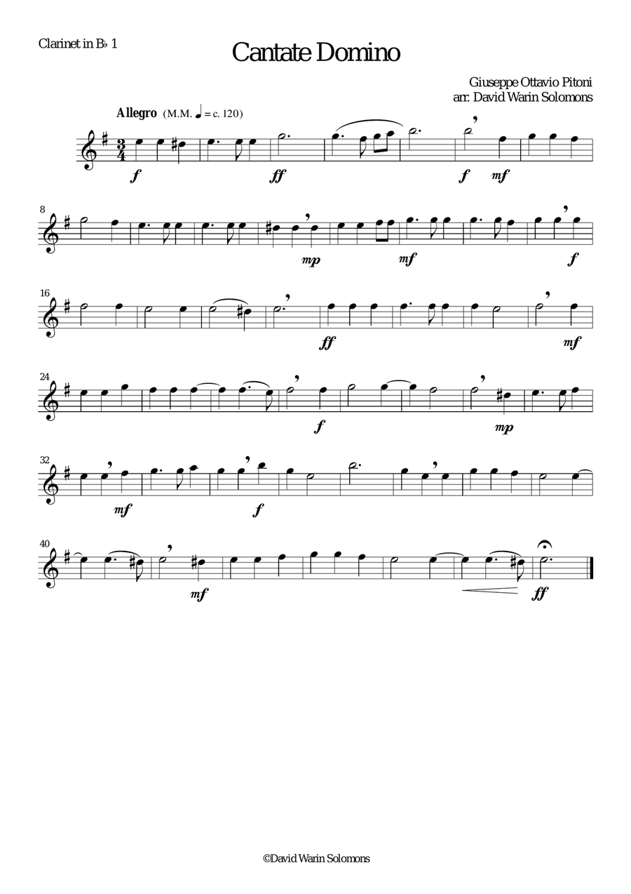 Cantate Domino for clarinet quartet Clarinet Quartet scores gallery preview page 3