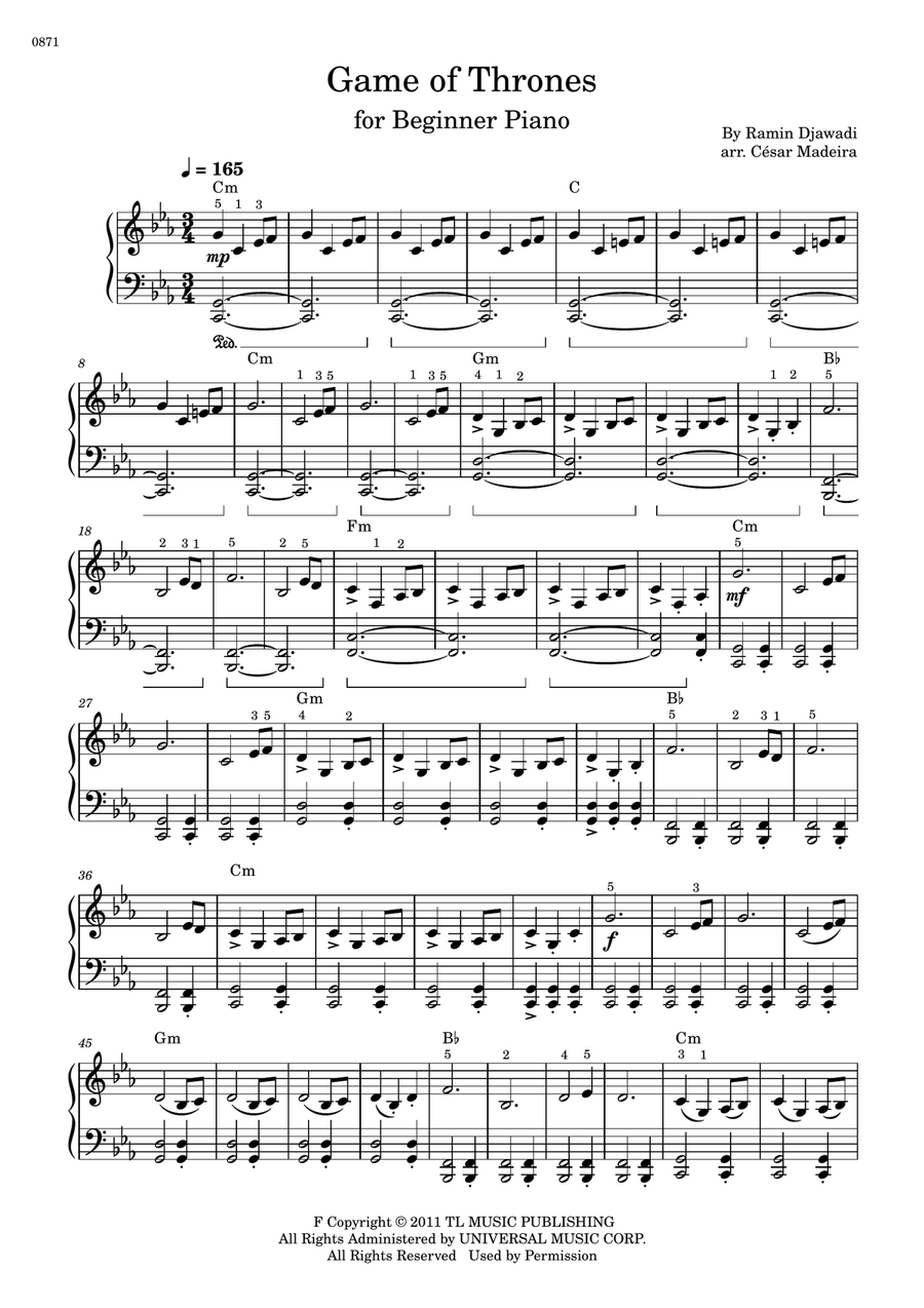 Game Of Thrones Easy Piano scores gallery preview page 2