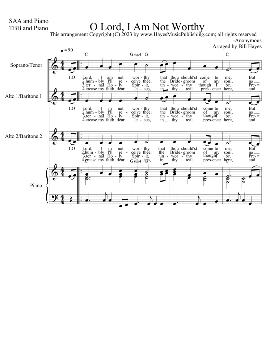 O Lord I Am Not Worthy O Lord I Am Not Worthy A Cappella scores gallery preview page 1