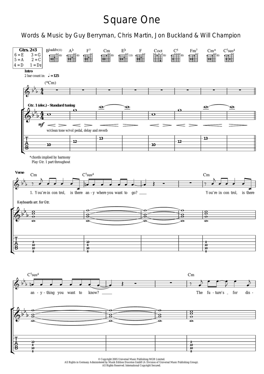 Square One Square One Electric Guitar scores gallery preview page 1