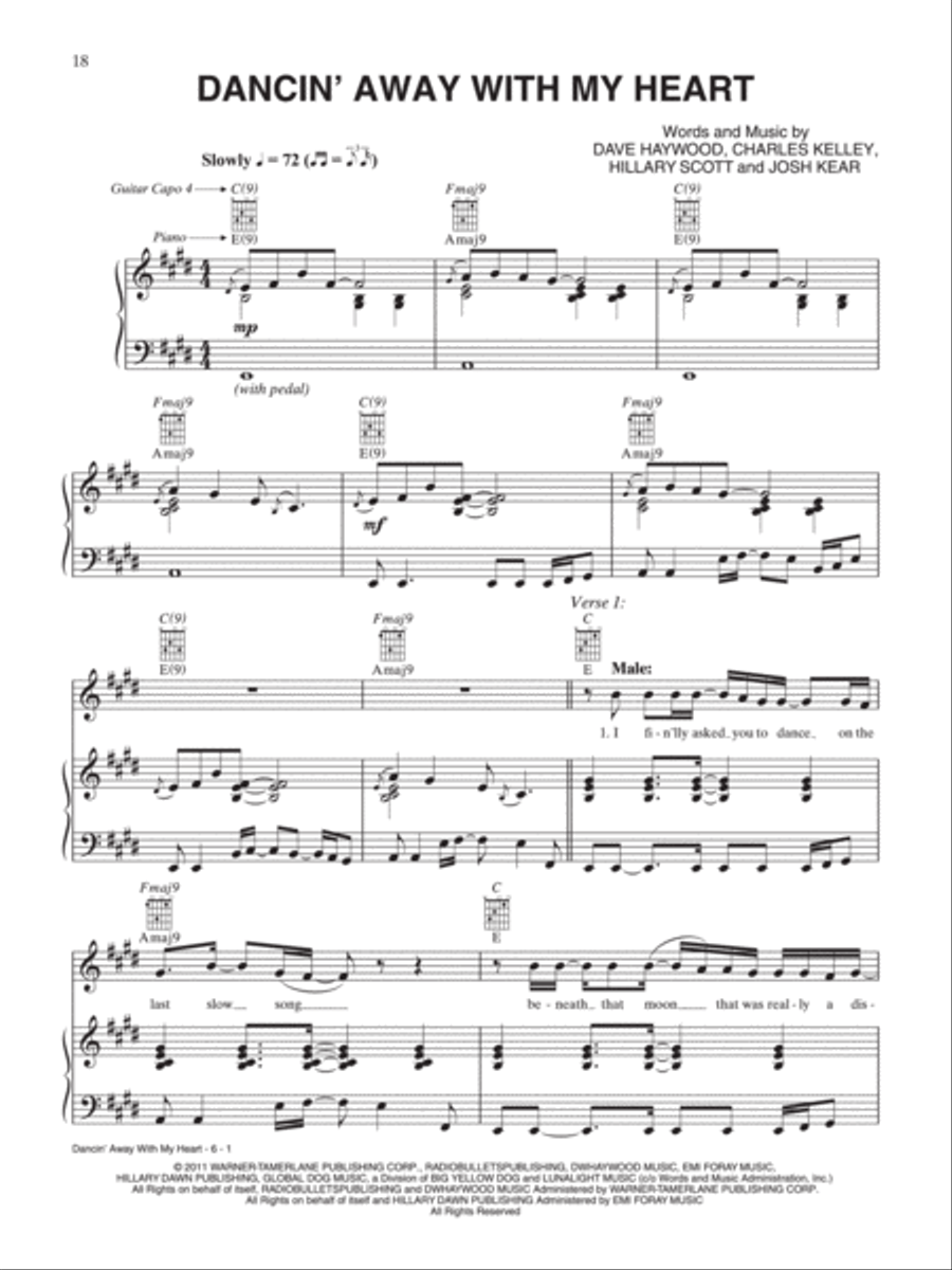 Dancin' Away With My Heart Piano, Vocal, Guitar scores gallery preview page 1