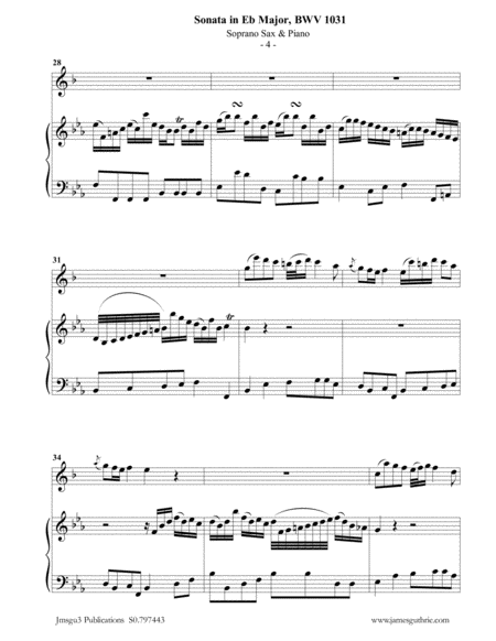BACH: Sonata BWV 1031 for Soprano Sax & Piano image number null