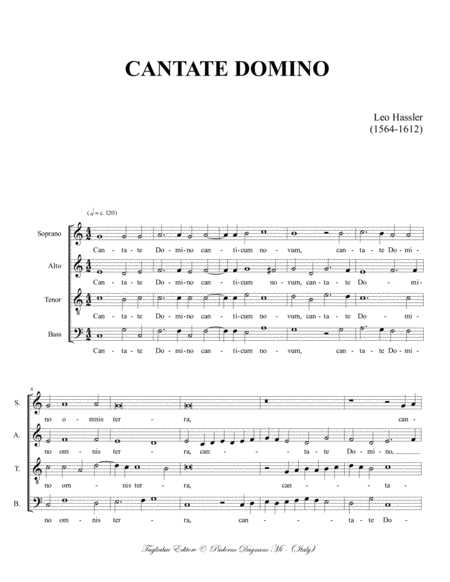 CANTATE DOMINO - L. Hassler - For SATB Choir image number null