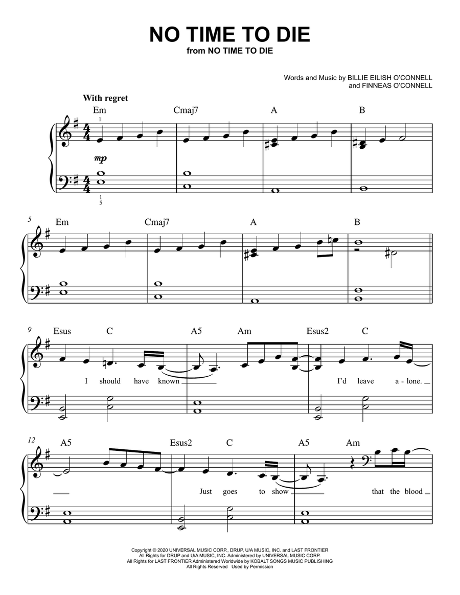 No Time To Die Easy Piano scores gallery preview page 1