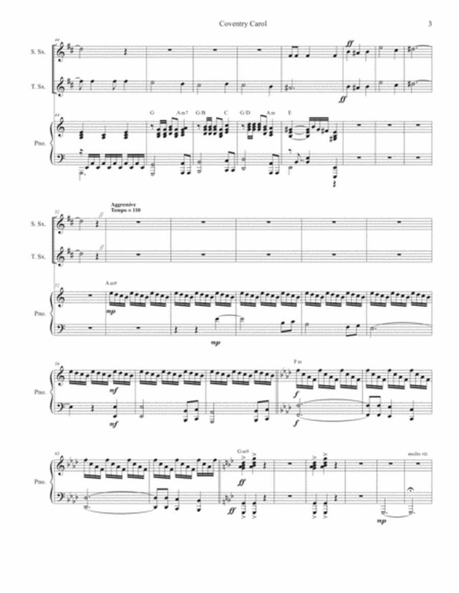 Coventry Carol (Duet for Soprano and Tenor Saxophone) image number null