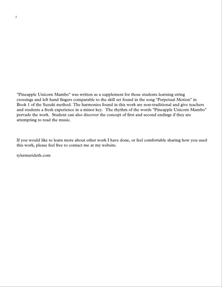 Pineapple Unicorn Mambo (Violin Solo and Piano) Violin Solo scores gallery preview page 2