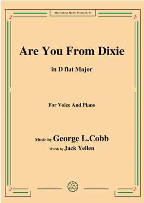 Book cover for George L. Cobb-Are You From Dixie,in D flat Major,for Voice&Piano