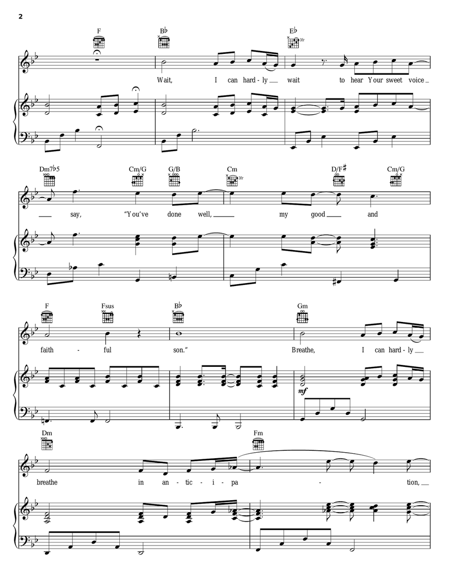 Wait Wait Piano, Vocal, Guitar scores gallery preview page 2
