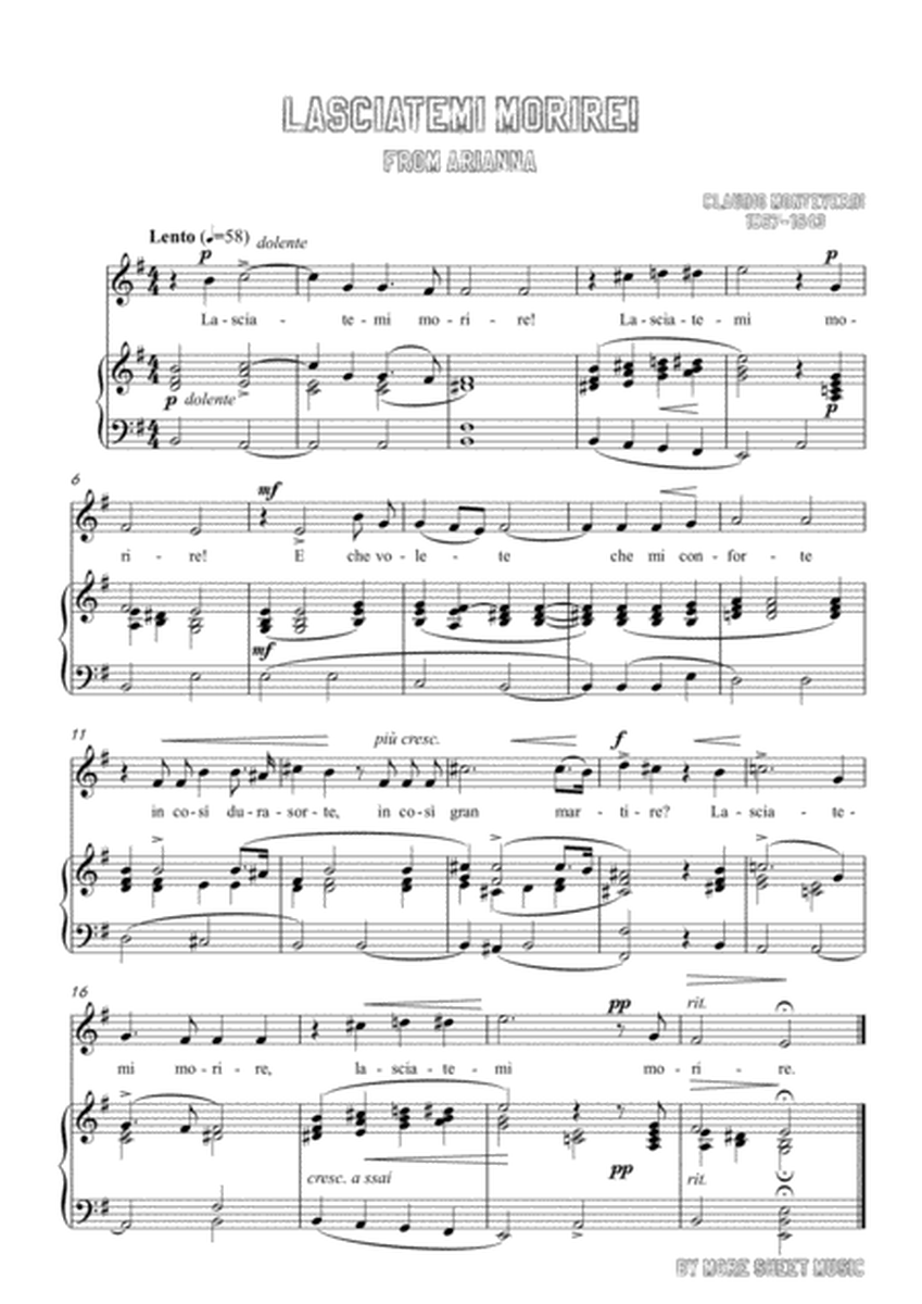 Monteverdi-Lasciatemi morire! in e minor,for Voice and Piano image number null
