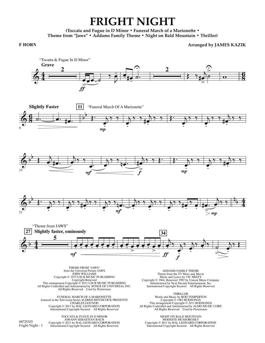 Fright Night - F Horn Concert Band scores gallery preview page 1