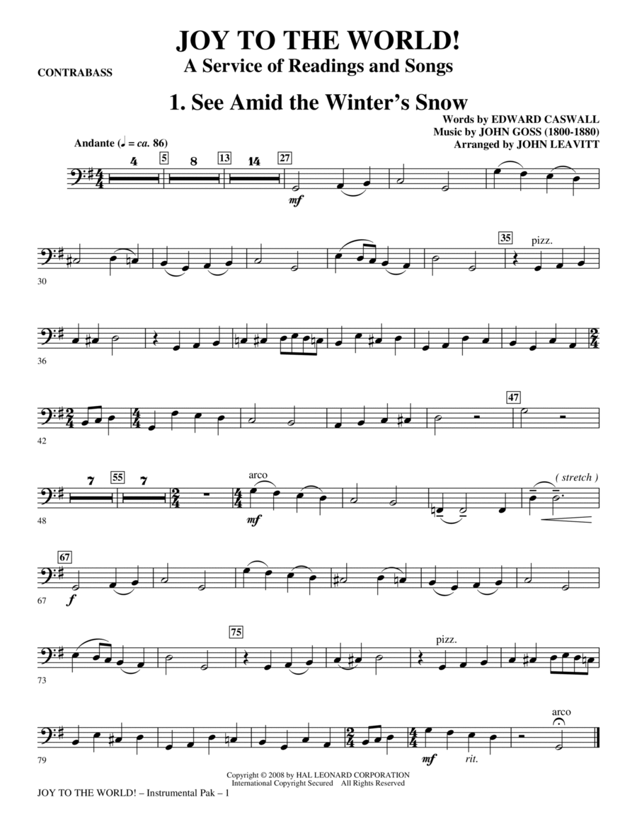 Joy To The World - Bass Joy To The World - Bass Choir scores gallery preview page 1