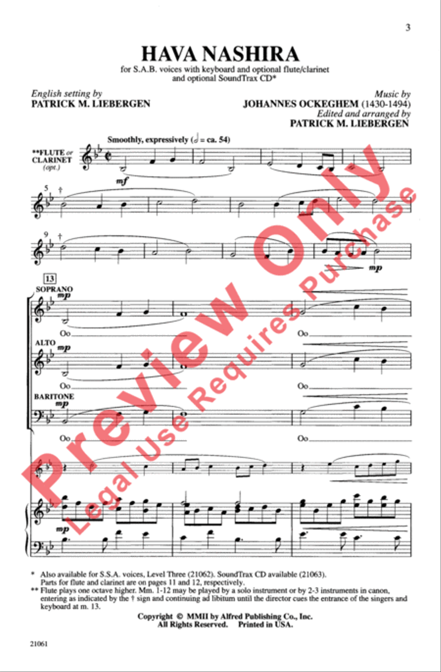 Hava Nashira 3-Part scores gallery preview page 2