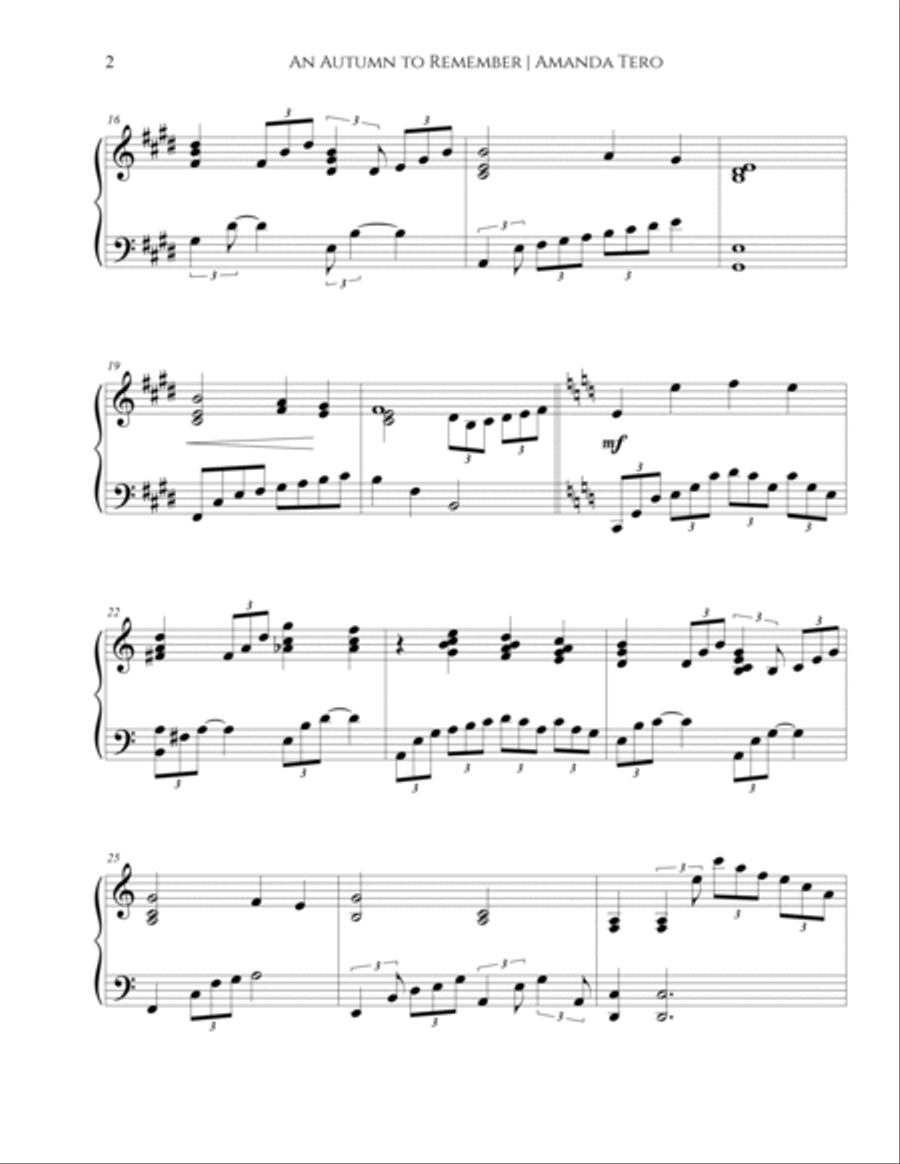 An Autumn To Remember – Original Late Intermediate Jazz Piano Sheet Music Solo Piano Solo scores gallery preview page 3