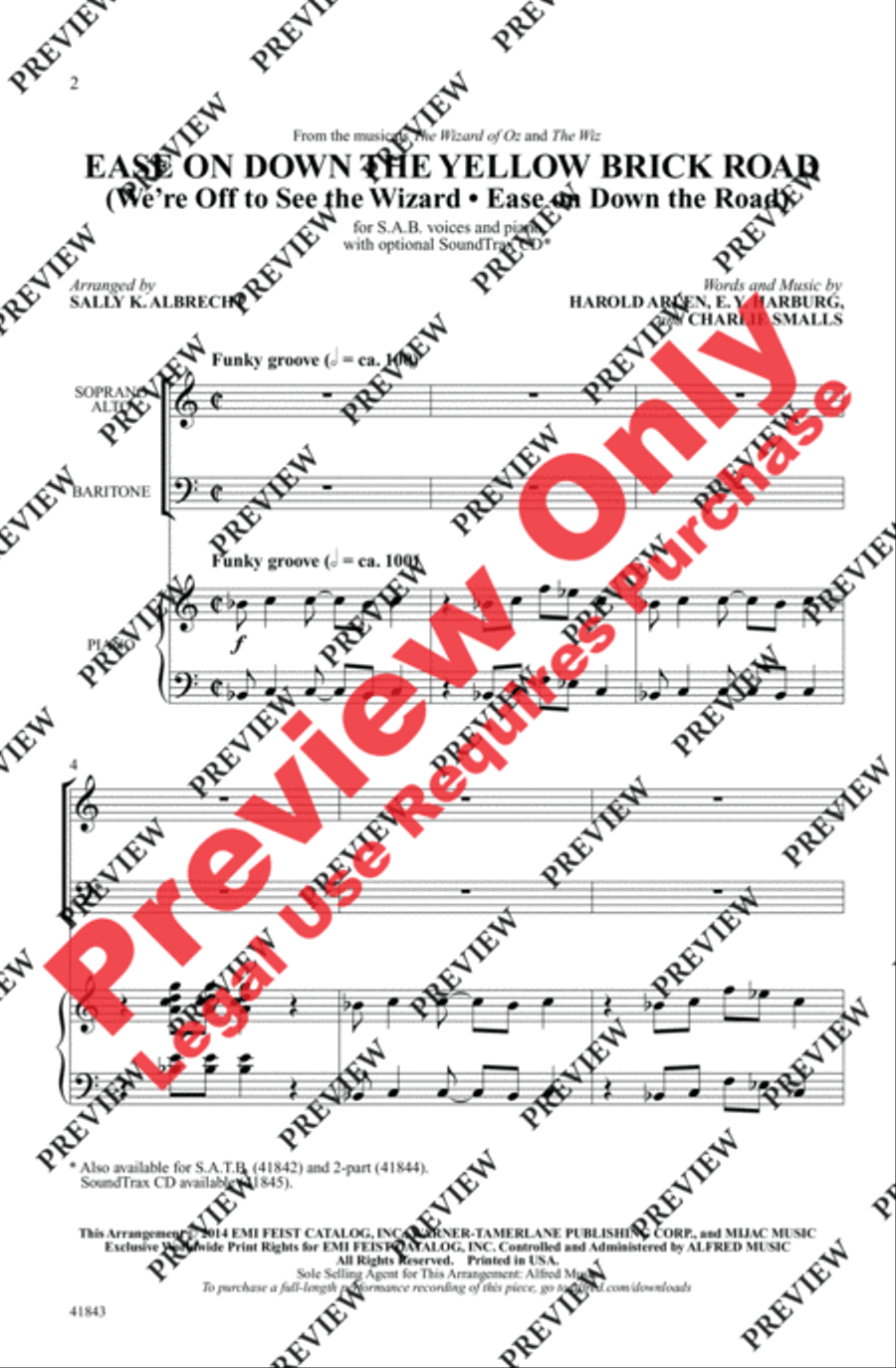 Ease on Down the Yellow Brick Road 3-Part scores gallery preview page 2