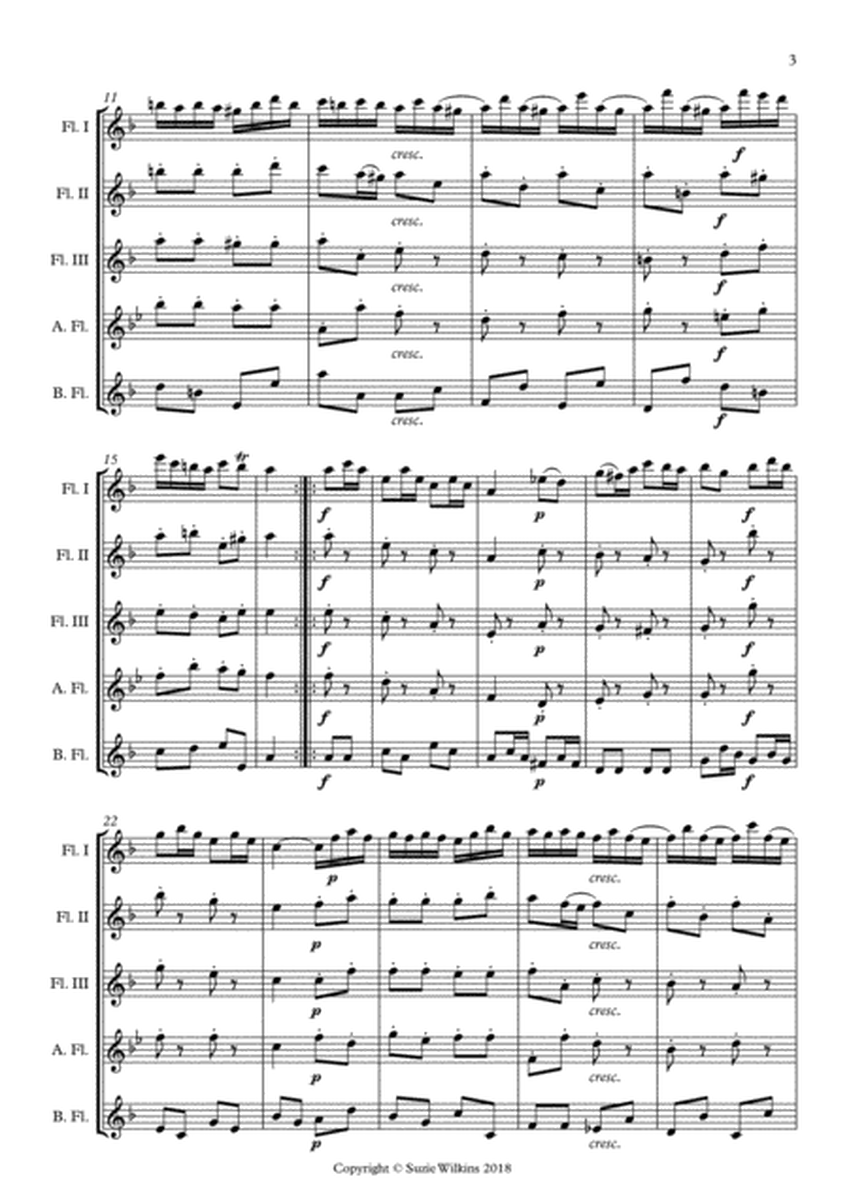 Badinerie from Bach's Orchestral Suite No. 2 for Flute Choir or Flute Quintet image number null