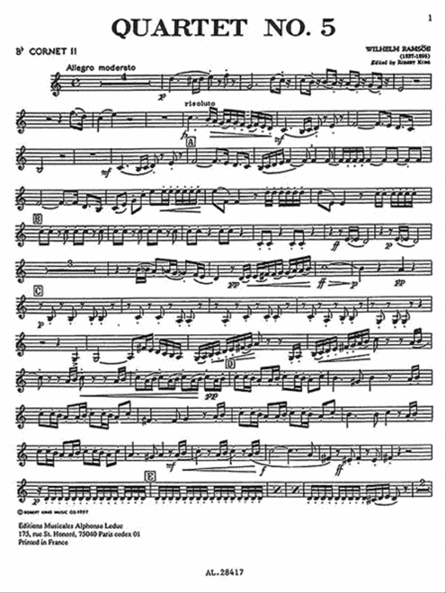Quartet No. 5, For 2 Cornets, Horn Or Trombone, And Baritone Baritone Horn scores gallery preview page 3