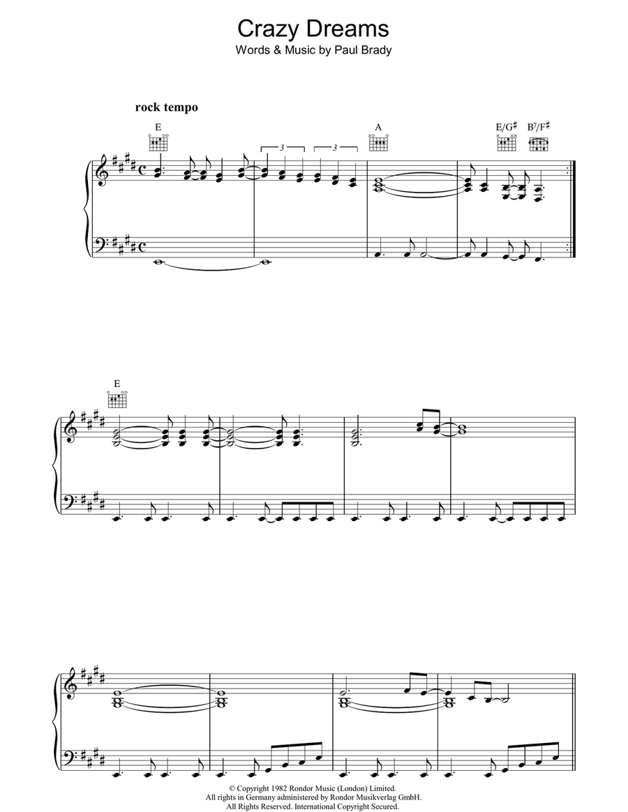 Crazy Dreams Crazy Dreams Piano, Vocal, Guitar scores gallery preview page 1