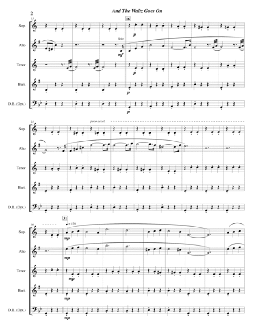 And The Waltz Goes On Saxophone Quartet scores gallery preview page 4