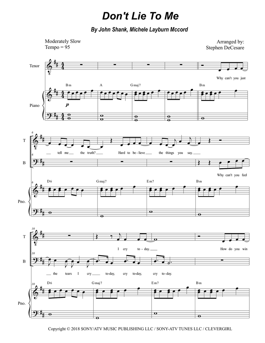 Don't Lie To Me Don't Lie To Me TB scores gallery preview page 1
