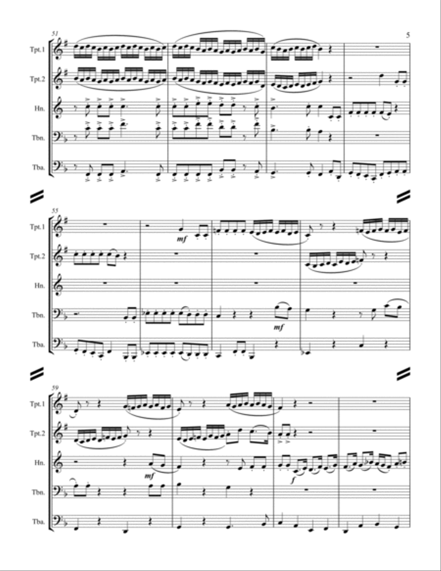 Handel - For Unto Us a Child is Born from Messiah (for Brass Quintet) Brass Quintet scores gallery preview page 6