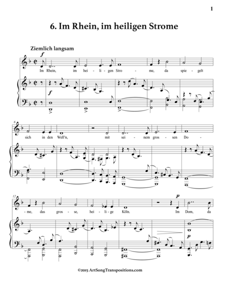 SCHUMANN: Im Rhein, im heiligen Strome, Op. 48 no. 6 (transposed to D minor)