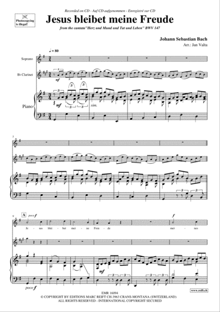 Jesus bleibet meine Freude Clarinet scores gallery preview page 4