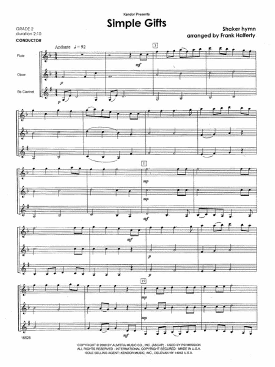 Simple Gifts Simple Gifts Woodwind Trio scores gallery preview page 2