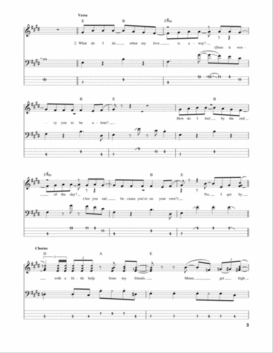 With A Little Help From My Friends Guitar Tablature scores gallery preview page 3