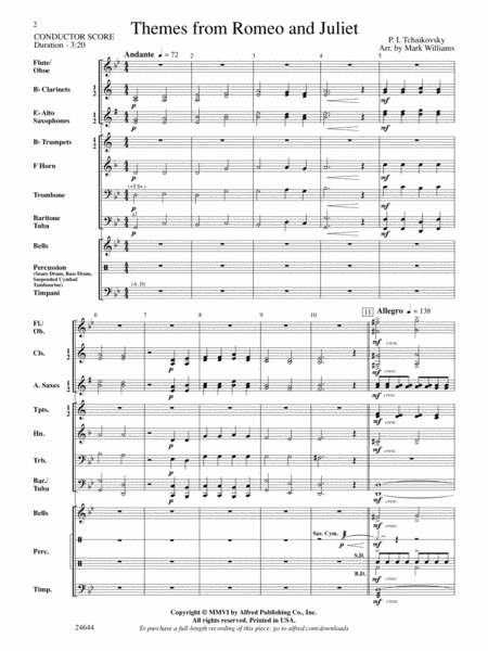 Romeo and Juliet, Themes from: Score